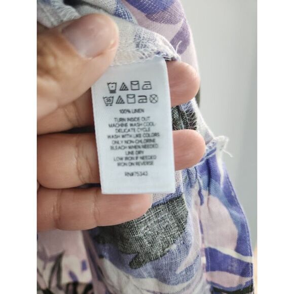 NWT C&C California Lavender Purple Print 100% Linen Pop Over Blouse size 3X - Picture 4 of 12